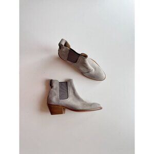 RAG & BONE Dixon Grey Nubuck Leather Block Heel Ankle Boots, Size 36